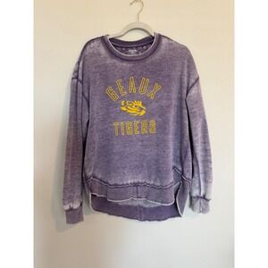 Three Square LSU Tigers Geaux Tigers Mineral Wash Sweatshirt Purple Women M-0649